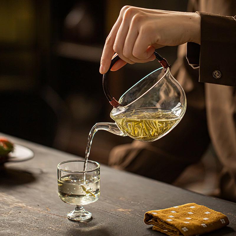 Heat-Resistant Glass Teapot with Handle - 2025 New Model for Green Tea Brewing, Household Tea Set