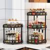 Corner Iron Mesh Multifunctional Storage Rack, Triangular Metal Shelf Organizer for Kitchen Bathroom, Space-saving Stand