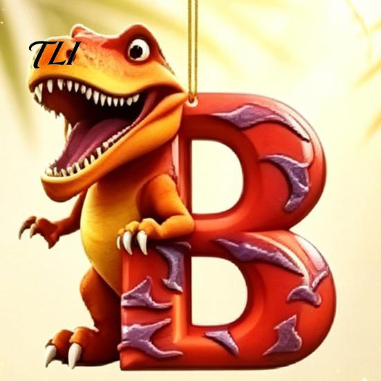 Einzigartiges Dinosaurier-Geschenk für Jungen Mädchen 26 Buchstaben Cartoon Adventskalender, 2D Acryl Dino Figuren Kalender Weihnachtsdekorationen, 24 Tage Countdown