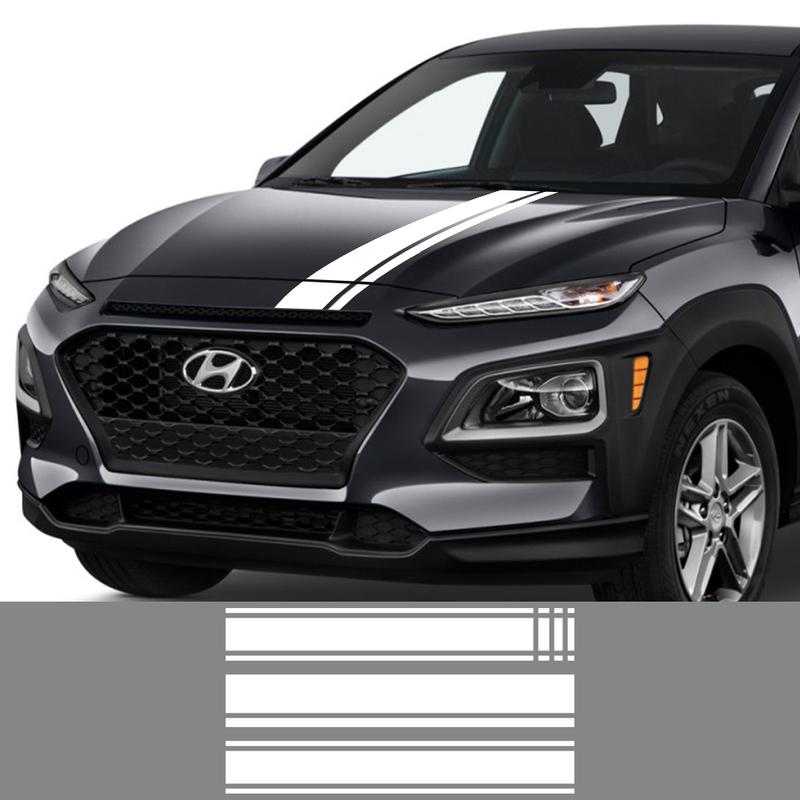 For Hyundai Kona Hybrid N Line Car Hood Bonnet Sticker Electric Graphics Stripes Kit Vinyl Film Decor Decal Auto Accessories