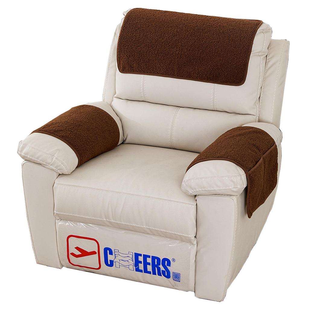 Lambswool Sofa Armrest Pad Set with Storage Pocket (3-Piece)