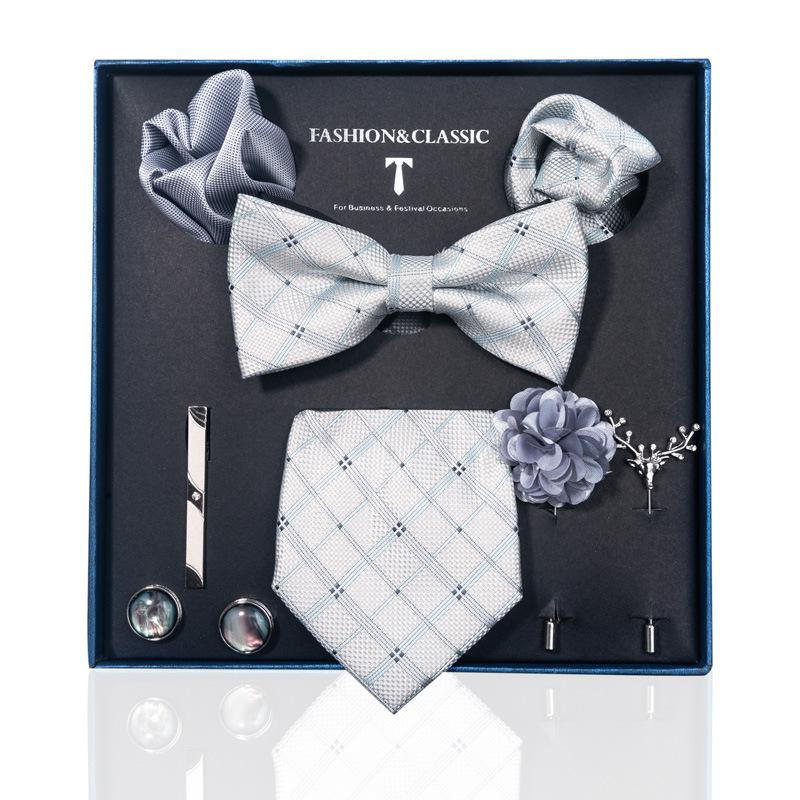 Luxury Groom Tie, Pocket Square & Boutonniere Gift Set for Weddings