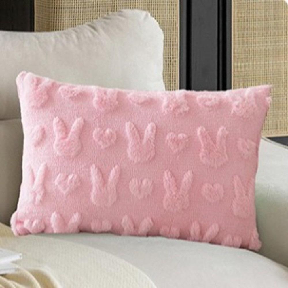 Soft Bunny Throw Pillowcase Detachable Square Cushion Cover Cute Throw Towel Sofa Living Room Pink B style