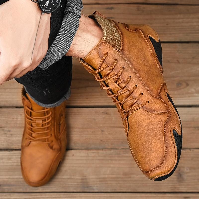 Мужские ботинки Мягкие и удобные британские модные повседневные мужские ботинки ручной — фото 19