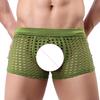 Men Sexy Hollow Out Shorts Briefs Low-rise Breathable Mesh Underwear Solid Color 3D