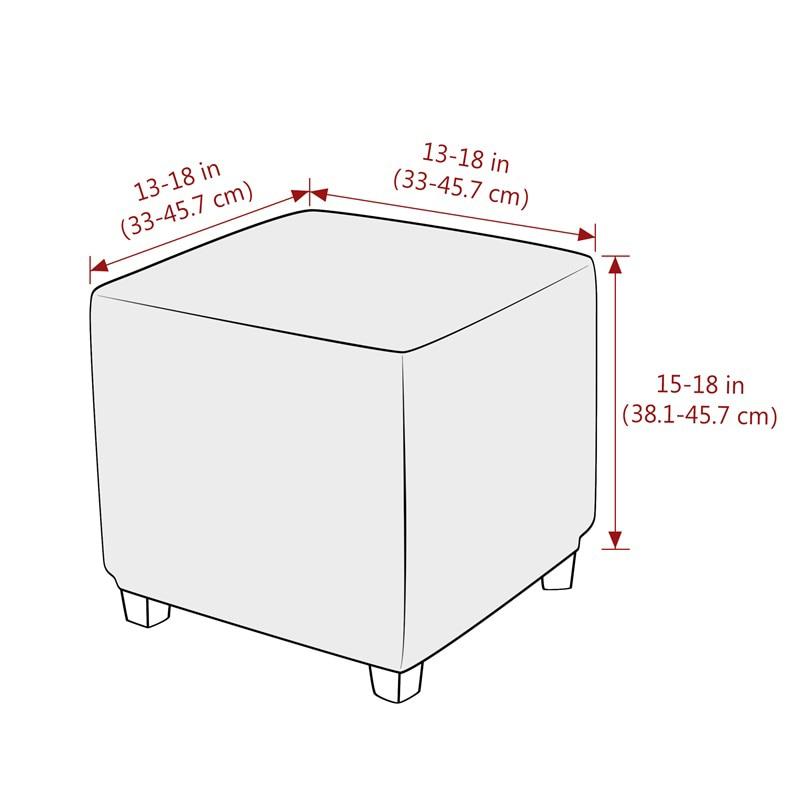 Velvet Square Ottoman Cover Soft Elastic Footrest Stool Slipcover Furniture Protector for Living Room