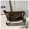 Large Capacity Casual Solid Color Spring Style Foreign Style Fashionable Retro Wide Shoulder Strap Simple Shoulder Crossbody Dumpling Women'S Bag
