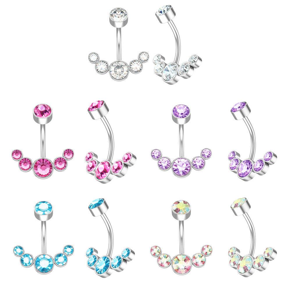 14g Crescent Jewel Cluster 316L Surgical Steel Belly Button Ring Piercing Jewelry Gift
