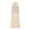 Women's New European and American Temperament Fashion Small Pleated Skirt Vest Dress
