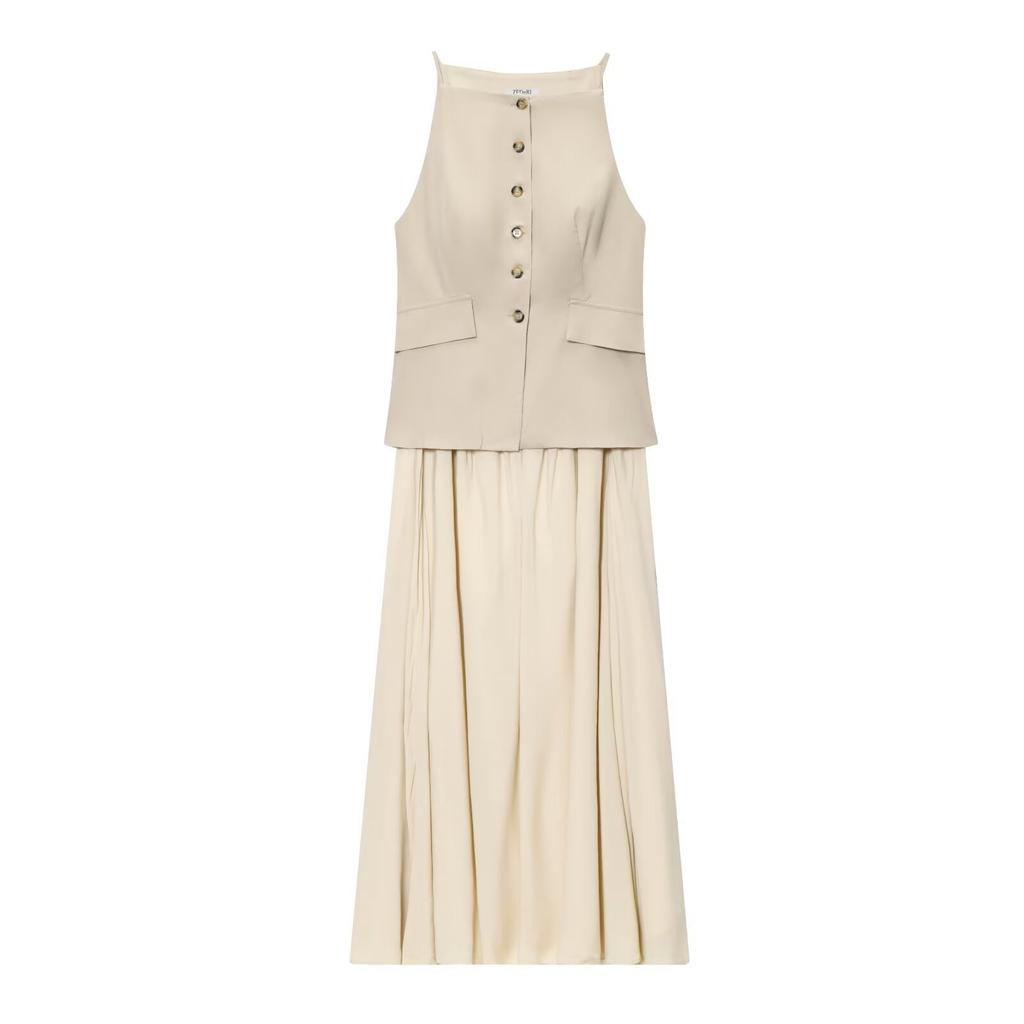 Women's New European and American Temperament Fashion Small Pleated Skirt Vest Dress