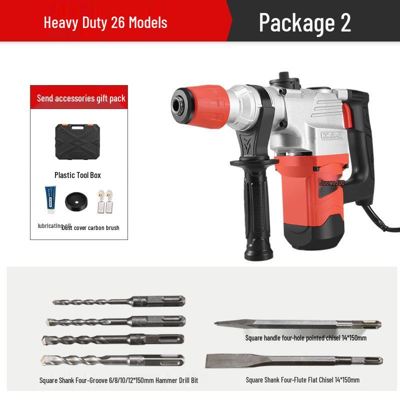 Dual-Use Electric Hammer & Pickaxe: Multi-Function High-Power Impact & Electric Drill for Concrete and Household Use.