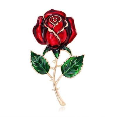 Elegant 3D Drip Enamel Rose Brooch Zinc Alloy Lapel Pin Providing Lightweight Comfort for Stylish Everyday Accessory