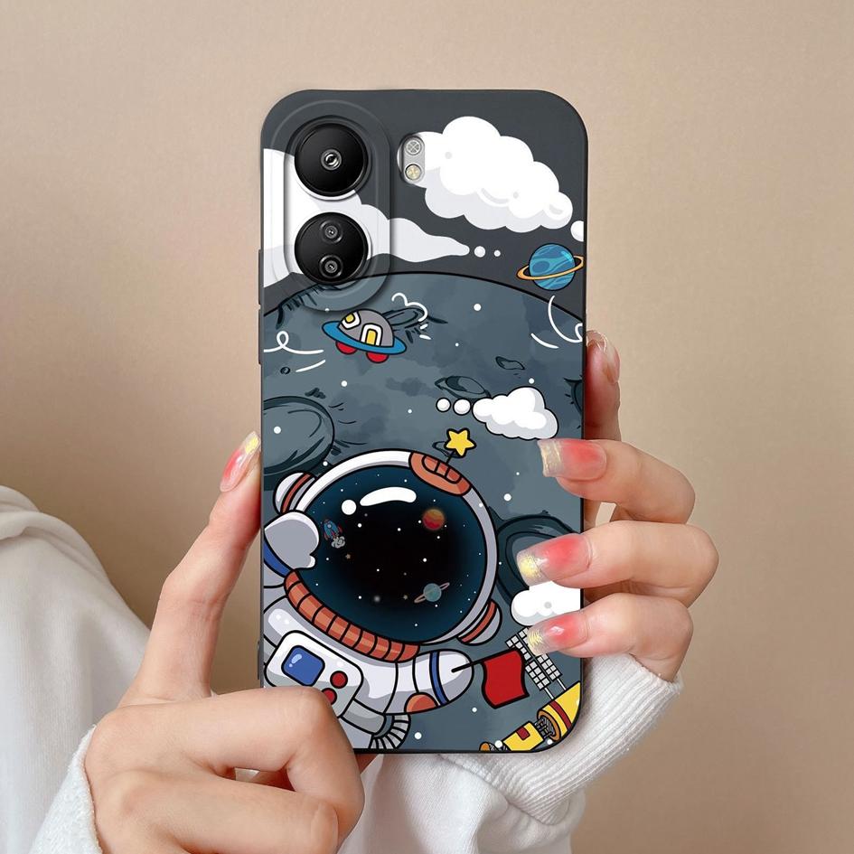 Για Xiaomi Redmi K70 Pro K70E 13C Note 13 Pro+ K60 Ultra 13R Πίσω κάλυμμα Luxury Matte Liquid Silicone Protective Astronaut Bumpers