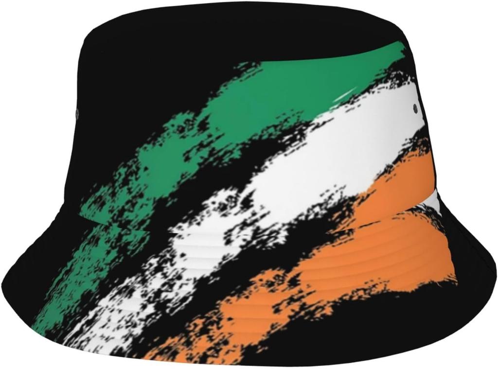 Cute Irish Ireland Flag Bucket Hat For Women Men Packable Summer Beach Sun Hats Outdoor Irish Shamrock Cap 003