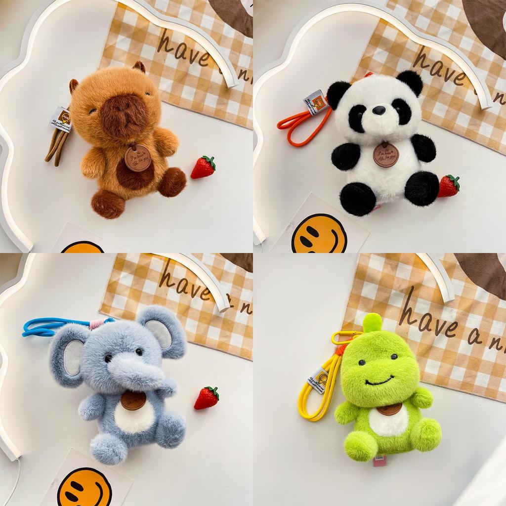 Cartoon Dog Capybara Elephant Bear Dinosaur Cat Plush Toy Keychain For Gift Giving