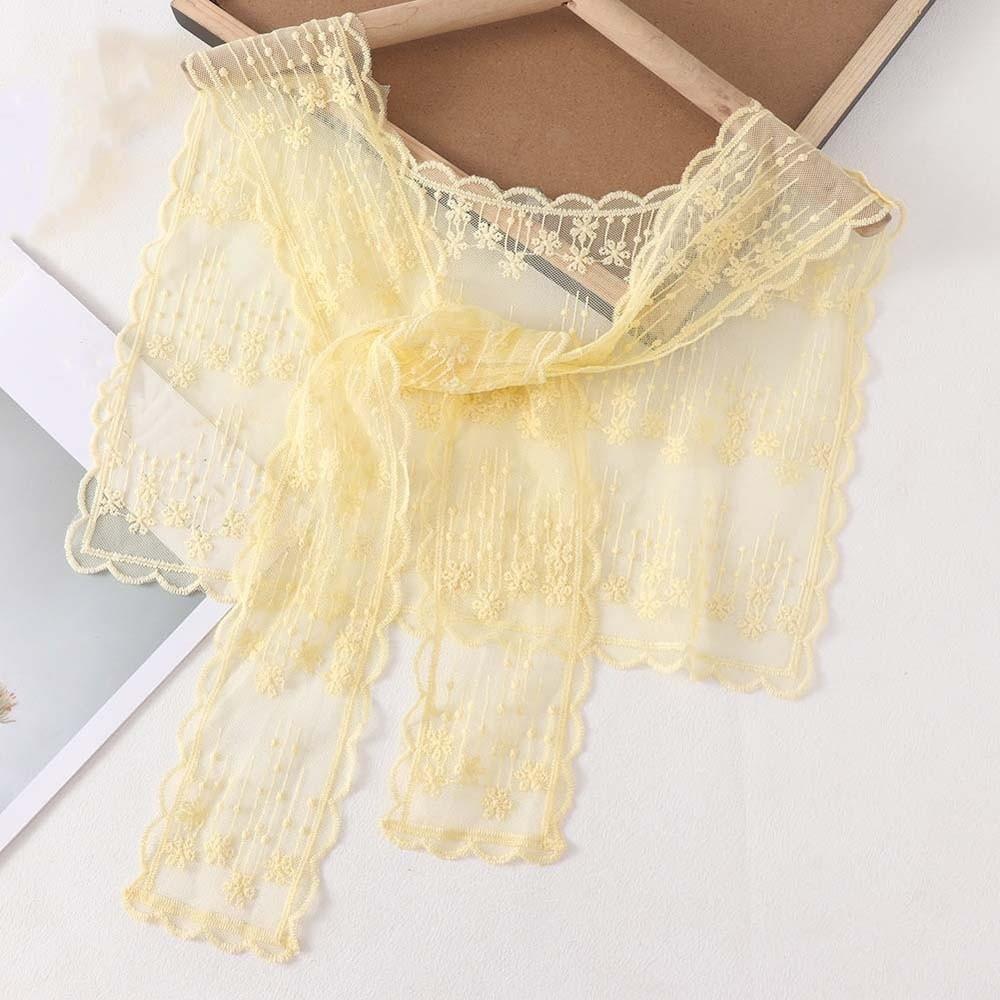 

Cape Embroidered Shoulder Scarf Breathable Shawl Fake Collar Wraps Youthful Thin Lace Shawl Spring Style 4 Yellow