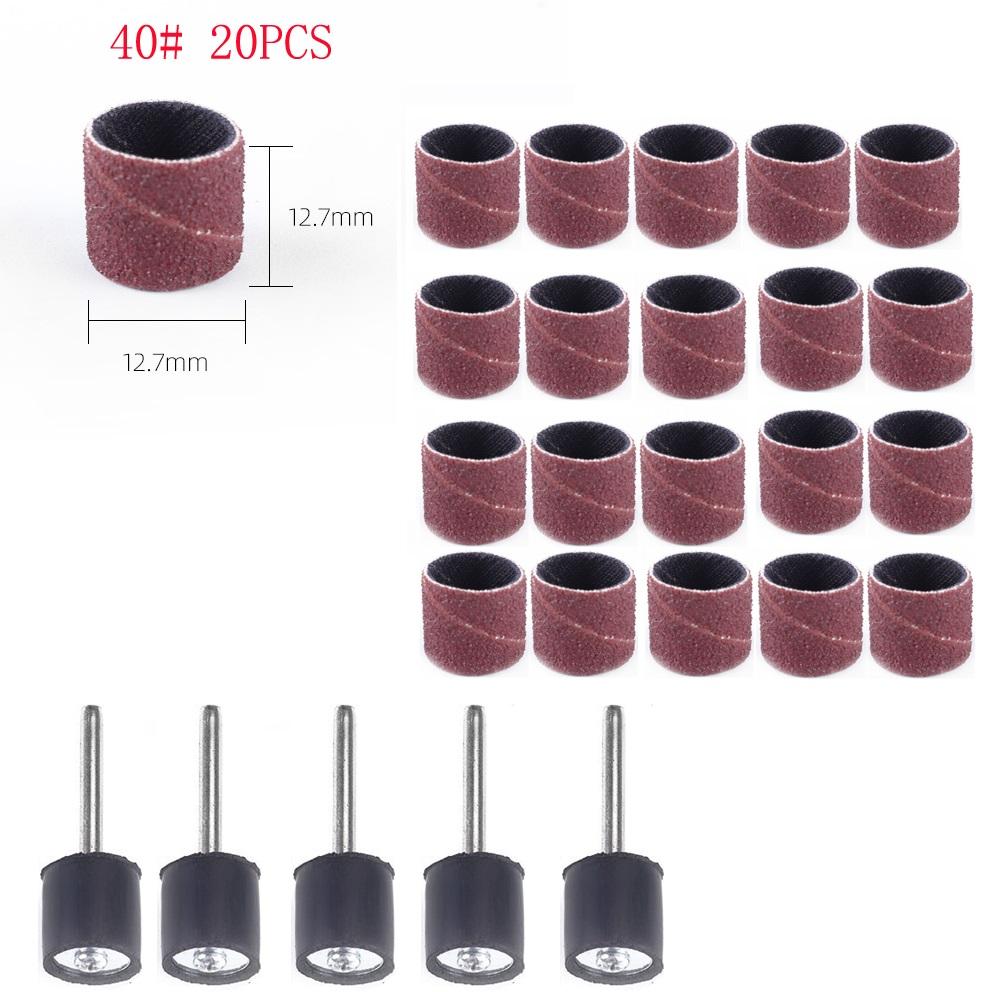 25Pcs Sanding Drum Kit Sanding Drum Ring With Rod Abrasive Rotary Grinding Head 40-320 1/2inch Sandpaper Tools For Woodworking