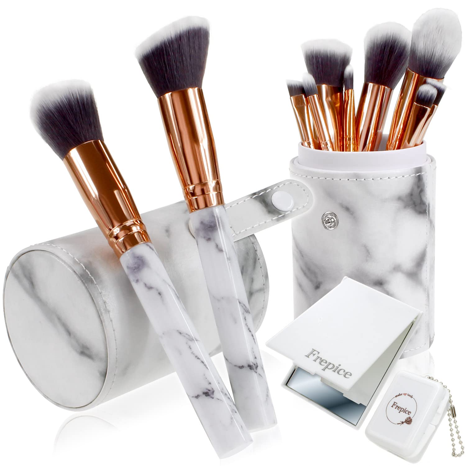 

Frepice Makeup Brushes [Set of 10] Powder Brush, Concealer Brush, Makeup Brush Holder, Makeup/Howlite