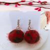 Mink plush fur ball earrings femininity sweet Korean plush long autumn and winter earrings fashionable and versatile