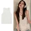 Women's Summer Sleeveless Top Loose Fit Cover-Up Camisole Woven Sweet Breathable Sportswear Short Length Tank