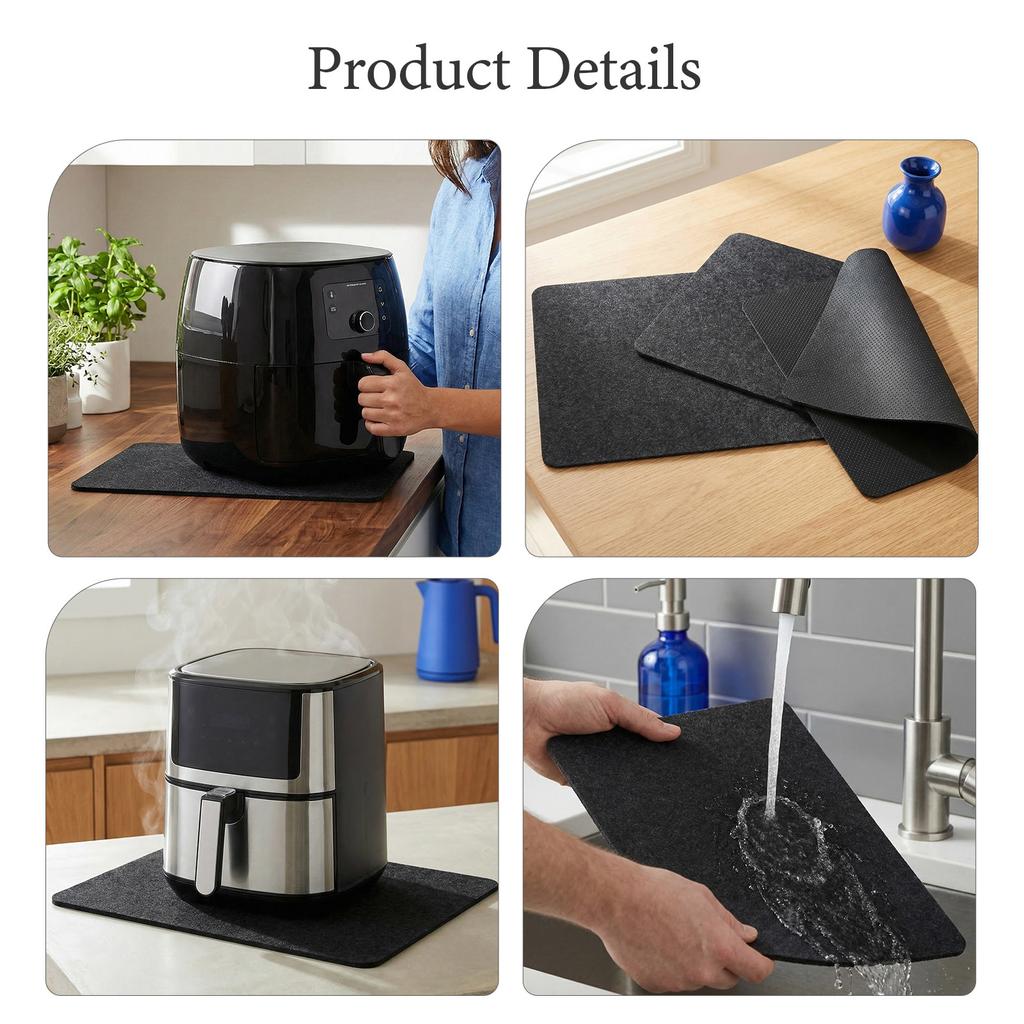 3pcs Heat Resistant Mat For Air Fryer Mixer Coffee Maker Cookware Kitchen Felt Silicone Countertop Protector Pad Nonskid 30x45cm
