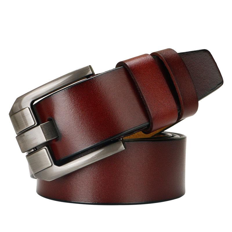 

Мужской желтый ремень с пряжкой-пином из коровьей кожи Цельная ретро коровья кожа Японская пряжка Желтая коровья кожа Корейский универсальный ремень 110-130CM