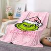 Grinchmas Pink Flannel Blanket Throw Blanket Soft Warm Sofa Bed Camping Home Decor Unique Christmas Gift C9211468