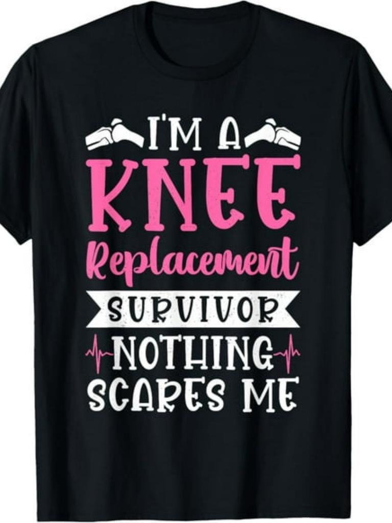 Women's Post-Surgery Knee Replacement T-Shirt - Short Sleeve Round Neck Stretch Top with Suitable fo