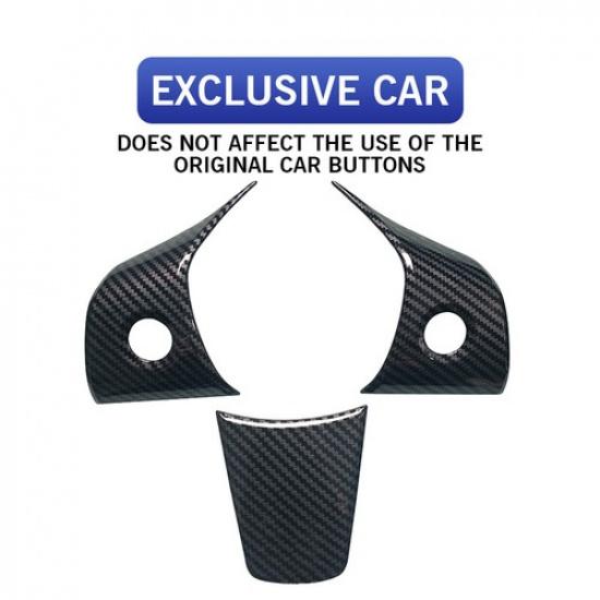 3X Carbon Fiber Interior Steering Wheel Cover Trim For Tesla Model Y/3 -2024