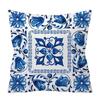 Aquarell Blau Kissenbezug Geometrie Ethnisch Floraler Druck Kissenbezug Modernes Boho Dekor Wohnzimmer Sofa Kissenbezug 45*45cm