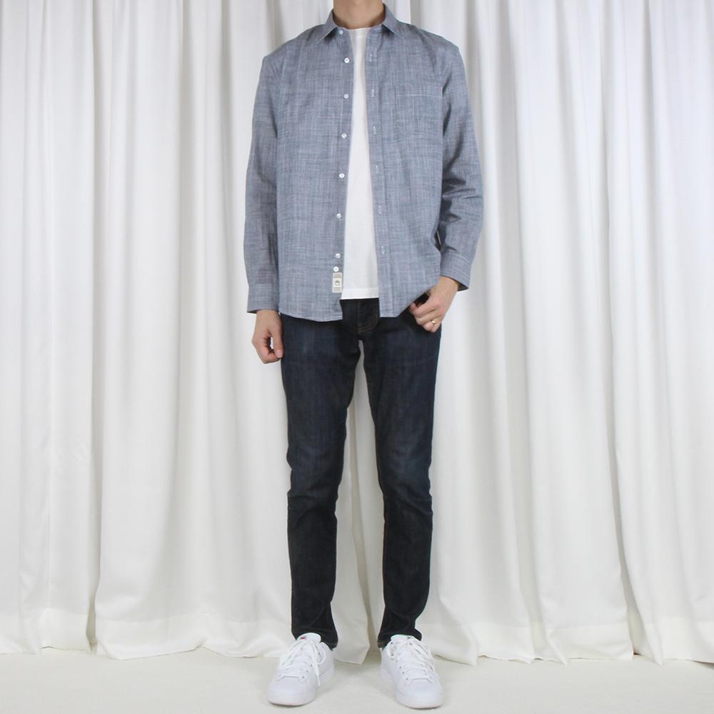 The Shirt Studio Navy Small Check Soft Collar Shirt 100