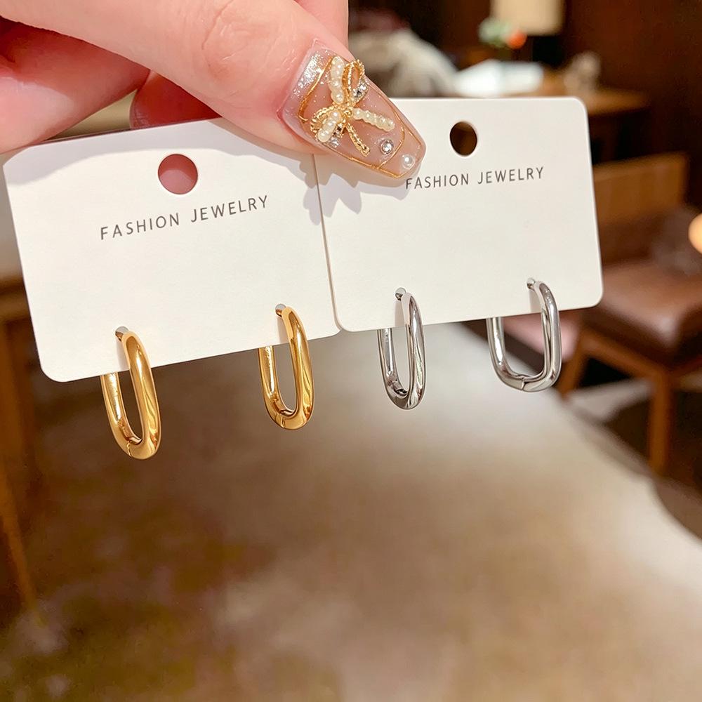 French Retro Geometric U-Shape Earrings for Women - Elegant, Versatile, and Unique Design