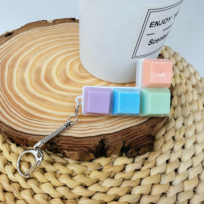 Cute 1 Buttons Keyboard Fidget Keychain Keyboard Clicker Mechanical Keyboard Keyring Stress Relief Toys Gift For Girlfriend