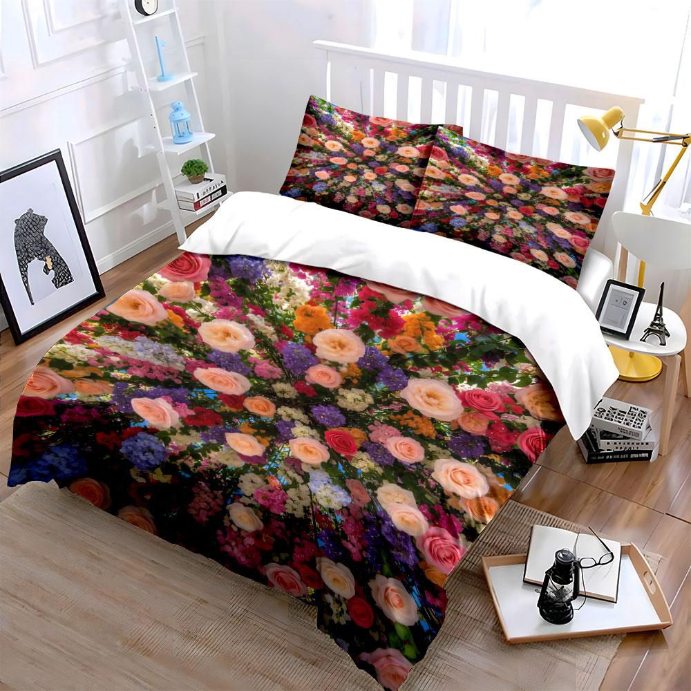 Multicolored floral bouquet pattern. Bedding sets Duvet cover sets Duvet covers Pillowcases(1* Duvet Cover 2* Pillowcases without duvet insert)