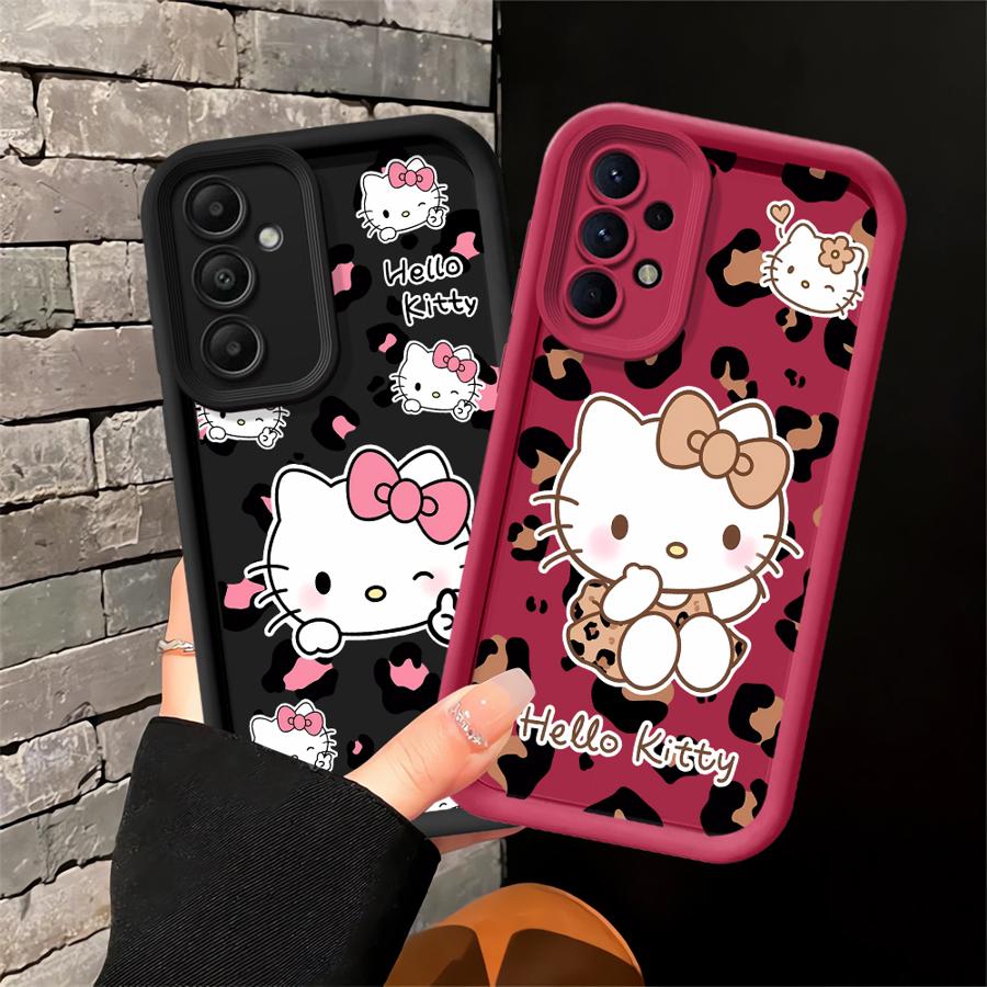 Hello Kitty Leopard Print Pattern Case for Samsung Galaxy A06 A15 A14 A11 A13 A30 A12 A07 A04 A17 A16 A50 A05 A20 Phone Cover