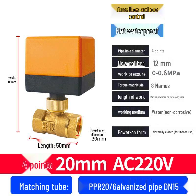 220V DN15 Měděný závitový elektrický kulový ventil pro regulaci vody