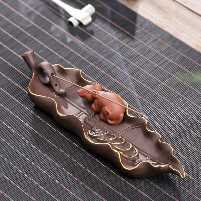 

Phnom Penh Recruiting Wealth Mouse Incense Burner Ceramics Sandalwood Inense Sticks Holder Zen Home Decor Ornaments