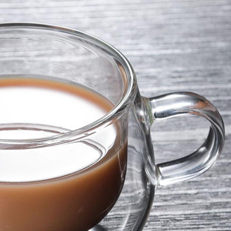 150ml Heat Resistant Glass Mug Double Wall Glass Coffee Cup with Handle Drinkware Milk Water Cup Clear Cups Kitchen Tools