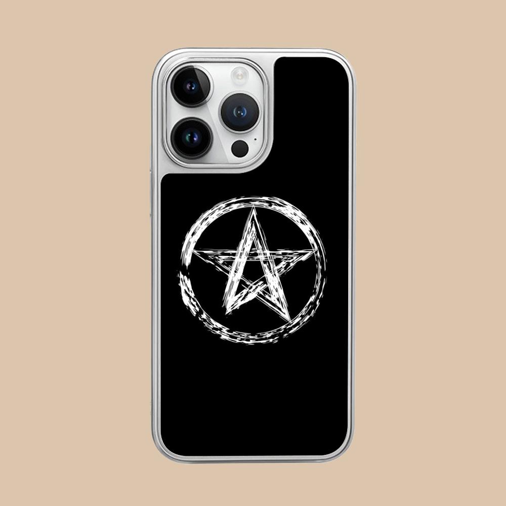 Aesthetic Pentagram Phone Case for iPhone 17 16 15 14 13 12 11 Air Pro Max Plus Electroplated Silver Cover