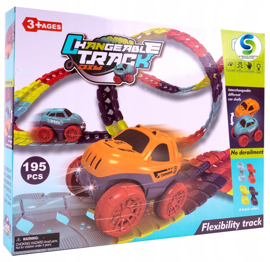 [PACZA] Flexible Car Race Track + DIY Car 195 elements 400cm Z530