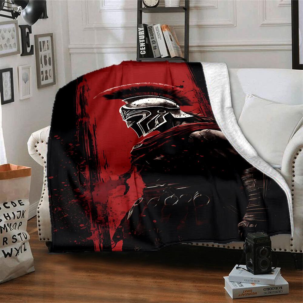 1pc Spartan Warrior Throw Blanket Soft Flannel, Cozy All Season Polyester Perfect for Home, Office