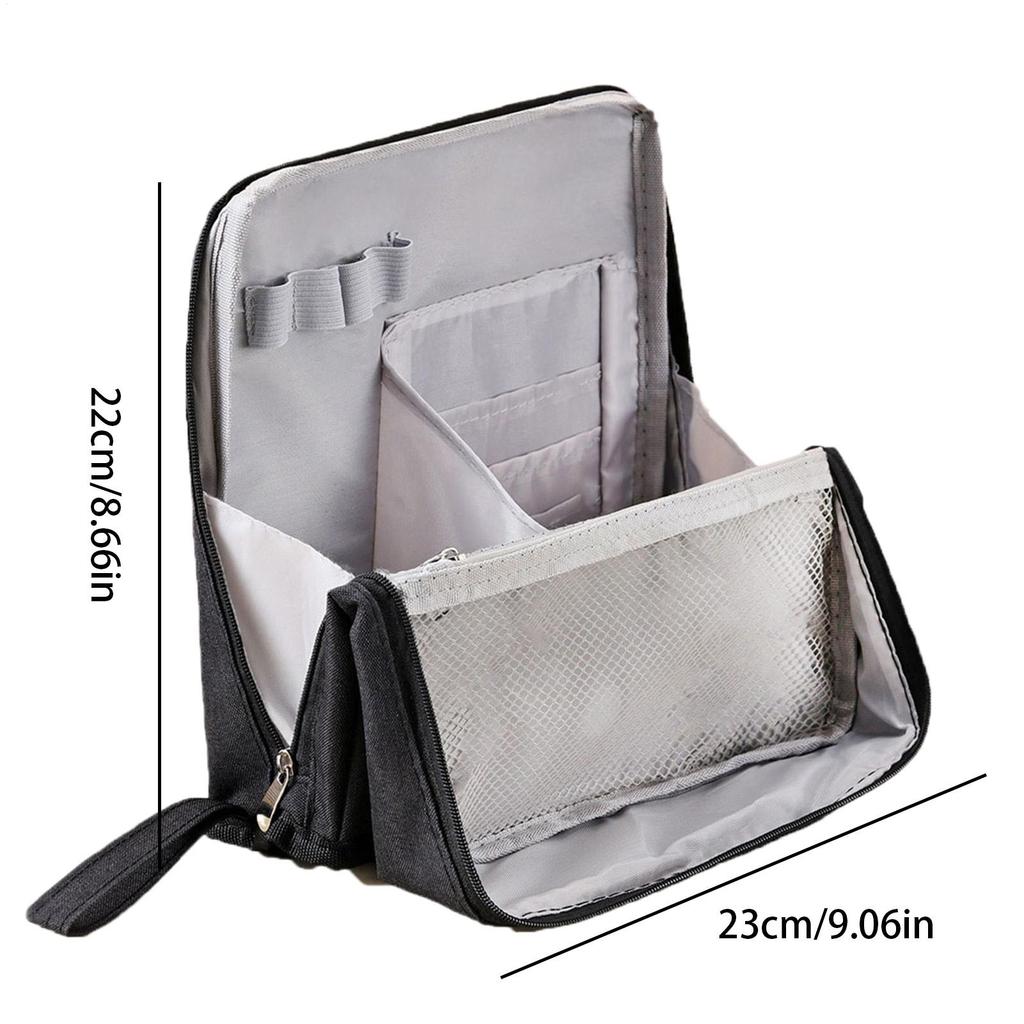 Stand Up Makeup Bag Toiletry Bag Oxford Cloth Waterproof Case Storage Standing Organizer with Multiple Compartments