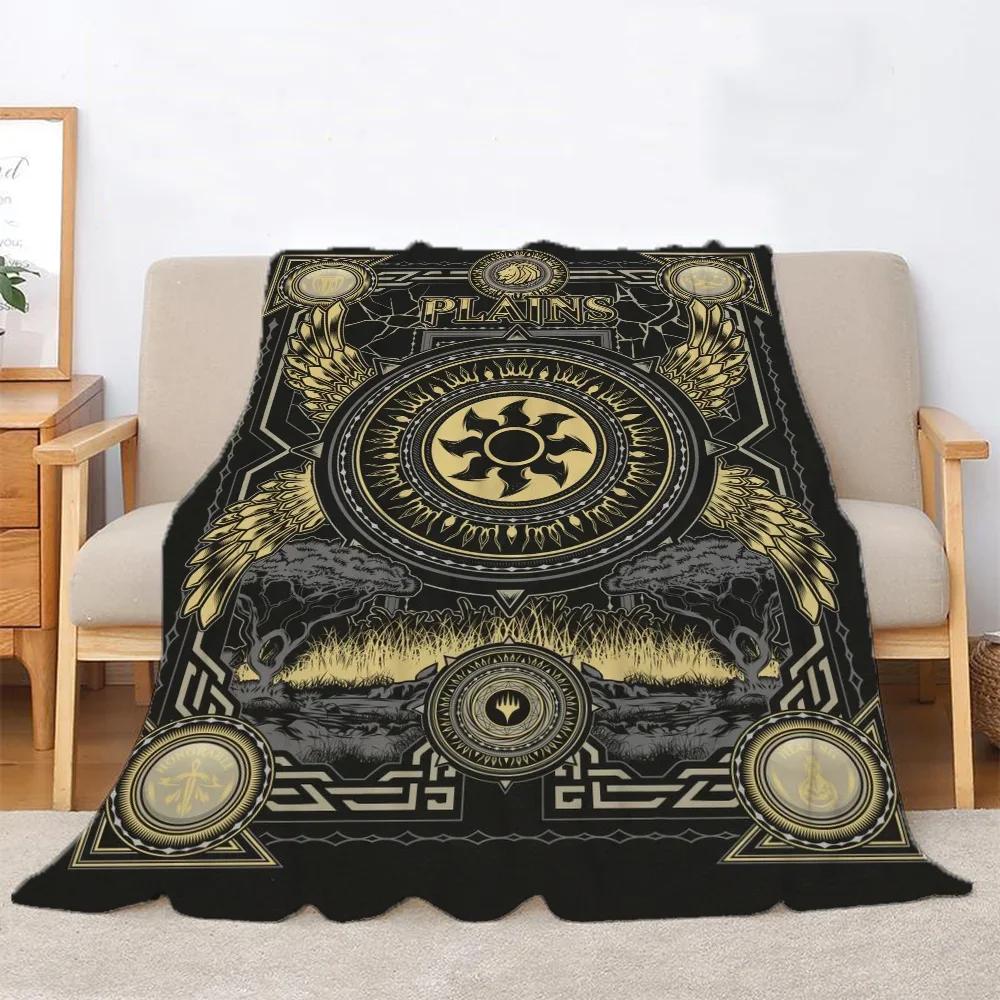Magic the Gathering Kawaii Blanket King Size Bed Blankets & Throws Microfiber Bedding Knitted Plaid Home Interior Beach Towel