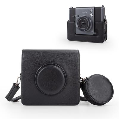 MUZIRI KINOKOO Schutzhülle für Sofortbildkamera INSTAX Wide EVO, Litschi-Textur, horizontaler Stil, PU-Lederhülle für die Fuji Wide EVO-Kamera mit verstellbarem