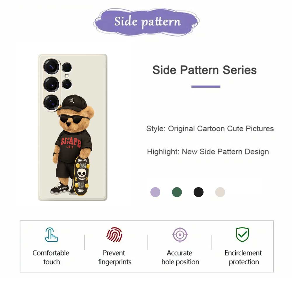 For Samsung Galaxy S25 Ultra Case Cool Bear Pattern Printing Straight Edge TPU Phone Back Cover