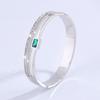 Stainless Steel Wide Bangle Double Row Emerald Zircon Bracelet for Women Luxury Fashion Do Not Fade Jewelry Accessories Gift
