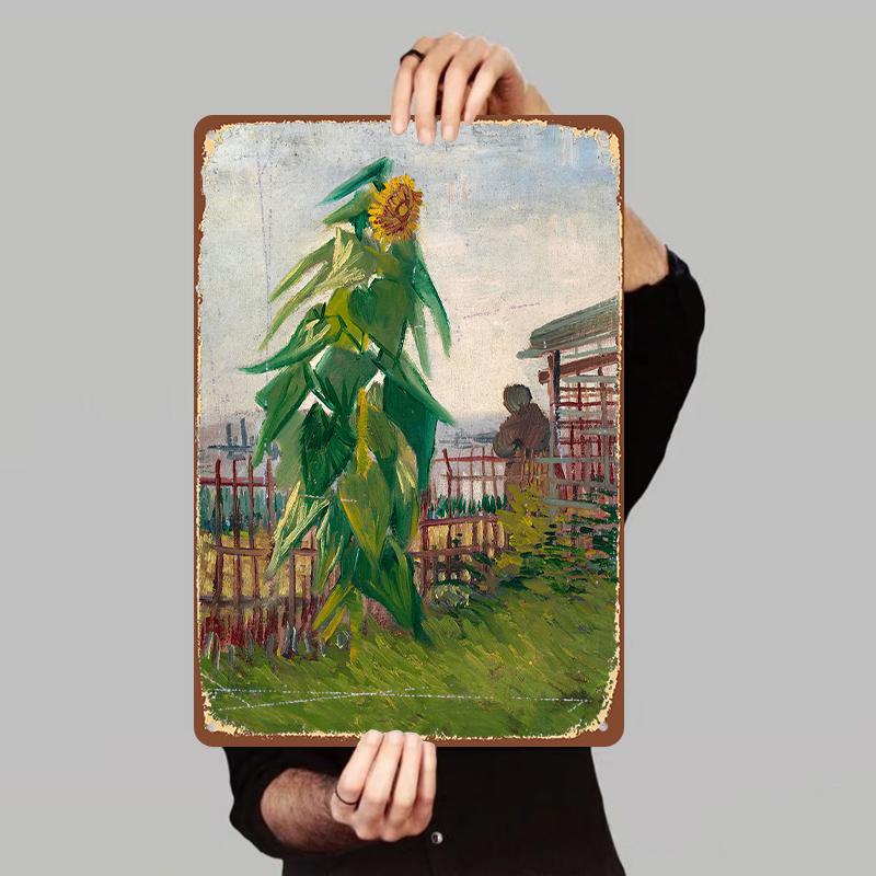 

Sunflower and Farmhouse Rural Landscape Metal Iron Painting Home Wall Decor for Living Room Bedroom Entrance 7.9x11.8In(20x30cm)