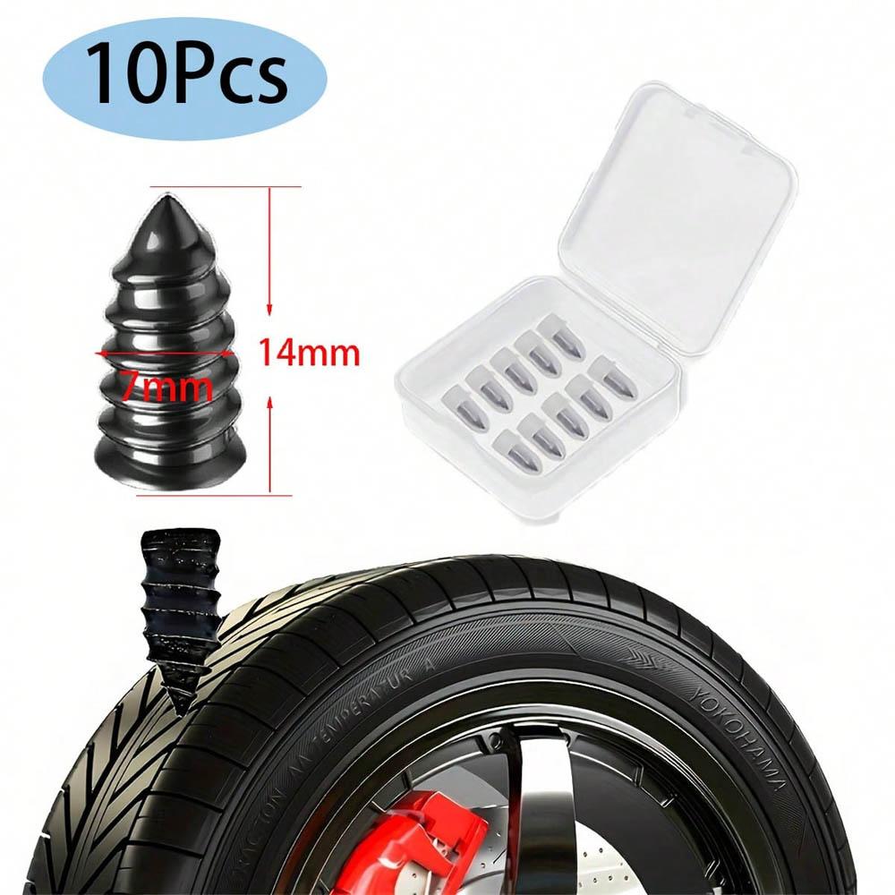 10 pièces Clous en caoutchouc pour réparation de pneus Vis en caoutchouc pour réparation de pneus en libre-service Pour réparation de crevaison de pneus de voiture et de moto