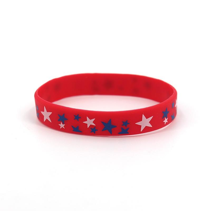 Paquete de 6 Pulsera de Goma Love USA Bandera Estrellada Americana Impresa para Celebrar el Día de la Independencia Pulsera de Silicona