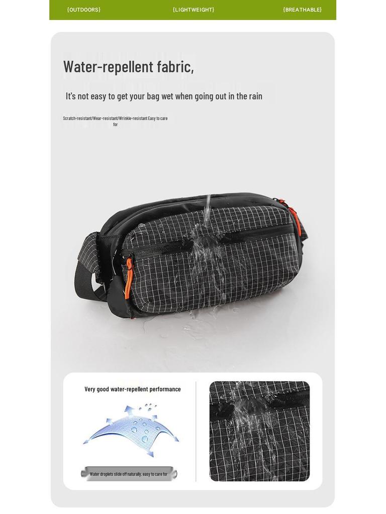 Ultraleichte Karierte Wasserdichte Nylon Herren Umhängetasche: Trendige Rad- & Handy-Bauchtasche